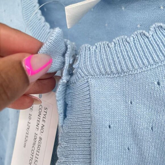 BOBOYOYO Girls’ Blue Cotton Knit Cropped Shrug Cardigan – XL - Picture 9 of 13